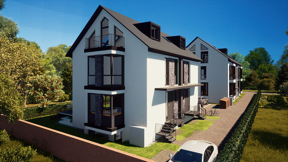 Projekt Parkside Living Berlin | Neubau Stadtvilla und Doppelhaus in
